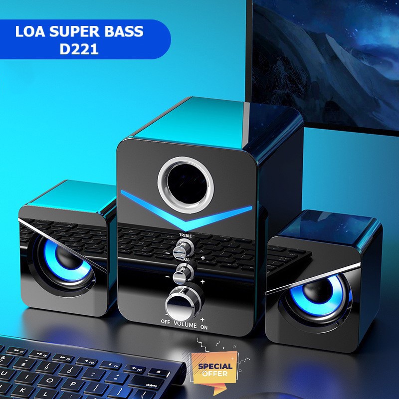 Loa vi tính để bàn MC SUPER BASS cực đã, có LED, dòng loa máy tính cao cấp cho laptop, pc, điện thoại - K1242