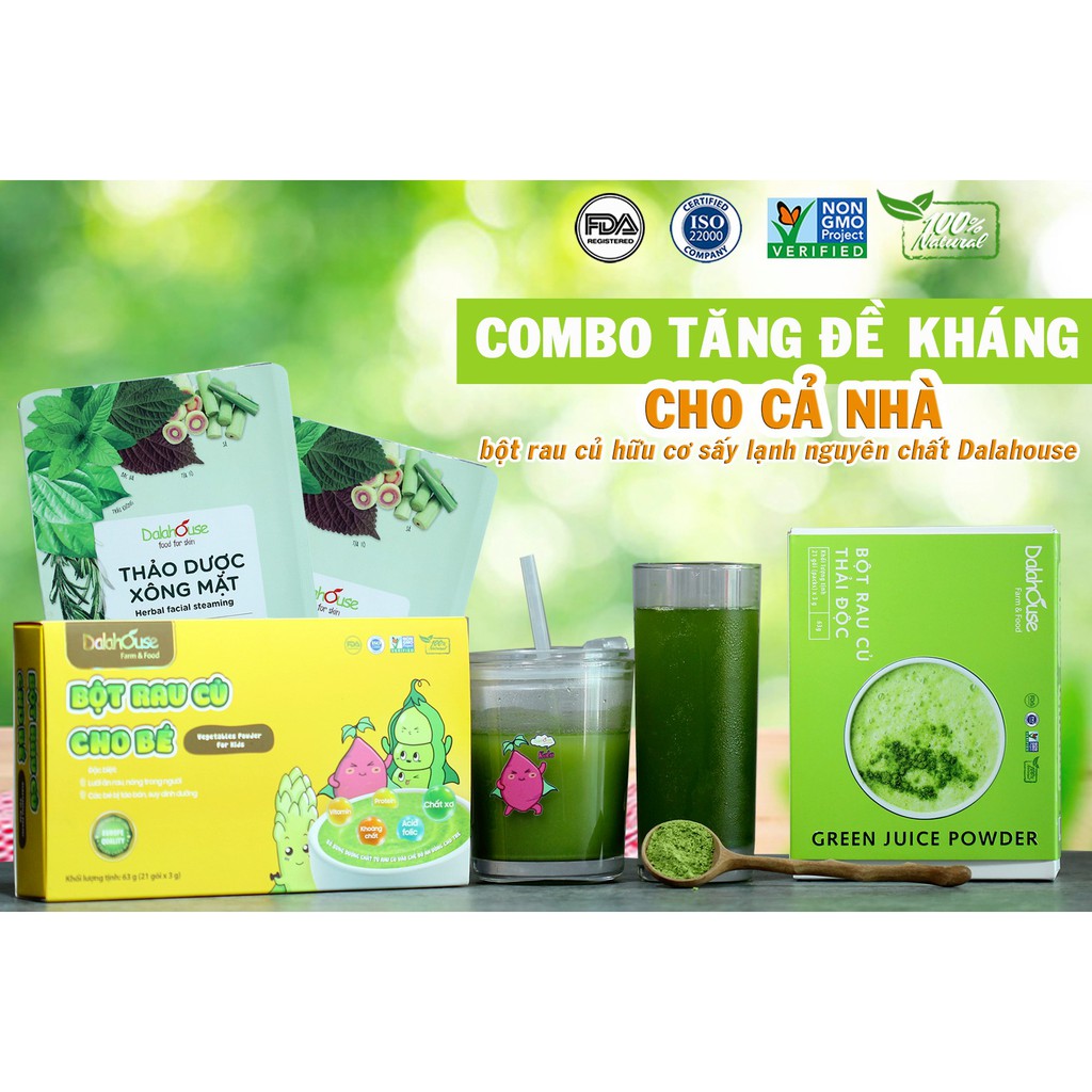 Combo Bột Rau Củ Dalahouse Cho Mẹ Và Bé gồm 2 hộp 63g – Kèm quà tặng 2 gói 3g bất kỳ