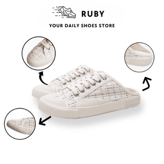 Giày sục nữ kẻ kim tuyến, sục thể thao vải dạ dáng thể thao siêu cute bản đẹp