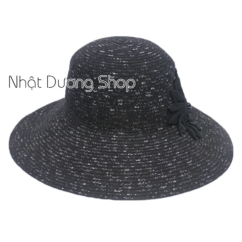 [ FREESHIP ] Nón vành rộng gắn hoa sang trọng, đẳng cấp mũ tai bèo vành rộng 11cm giúp che nắng tốt