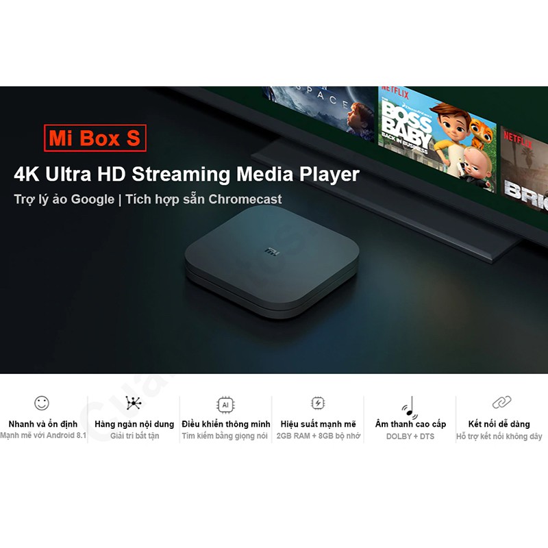 Android Tivi Box Xiaomi Mibox S 4K Tiếng Việt Bảo hành 12 tháng chính hãng