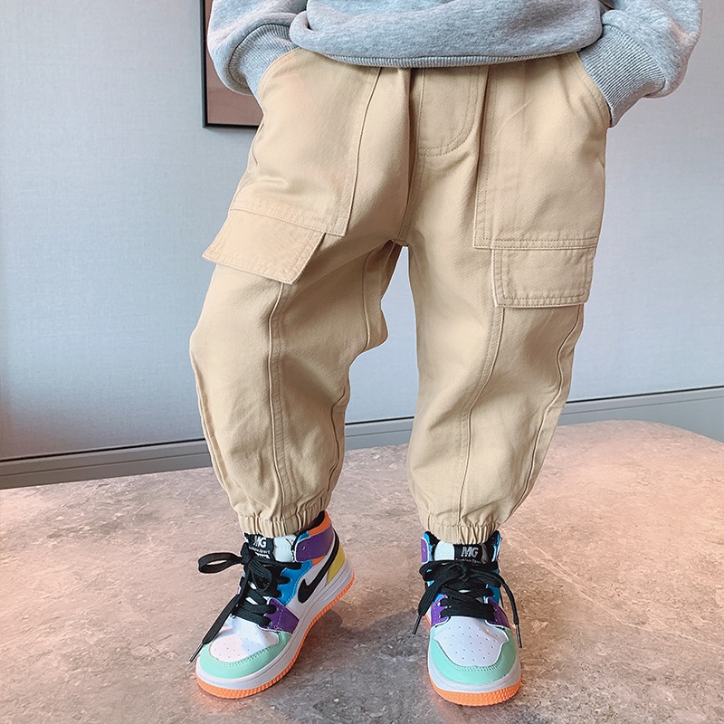 MNGRL Quần Jogger Kaki Thoải Mái Hàn Quốc Mùa Thu Cho Bé Trai