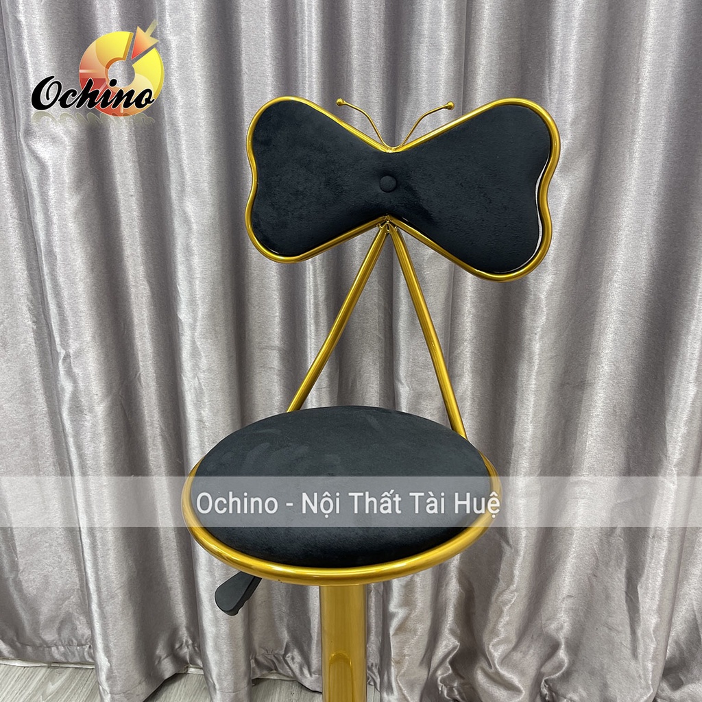 Ghế Makeup, Ghế Bar Có Tựa Nơ Chân Vàng K1 Sang Chảnh Mẫu Mới Phong Cách Hiện Đại (Có Sẵn)