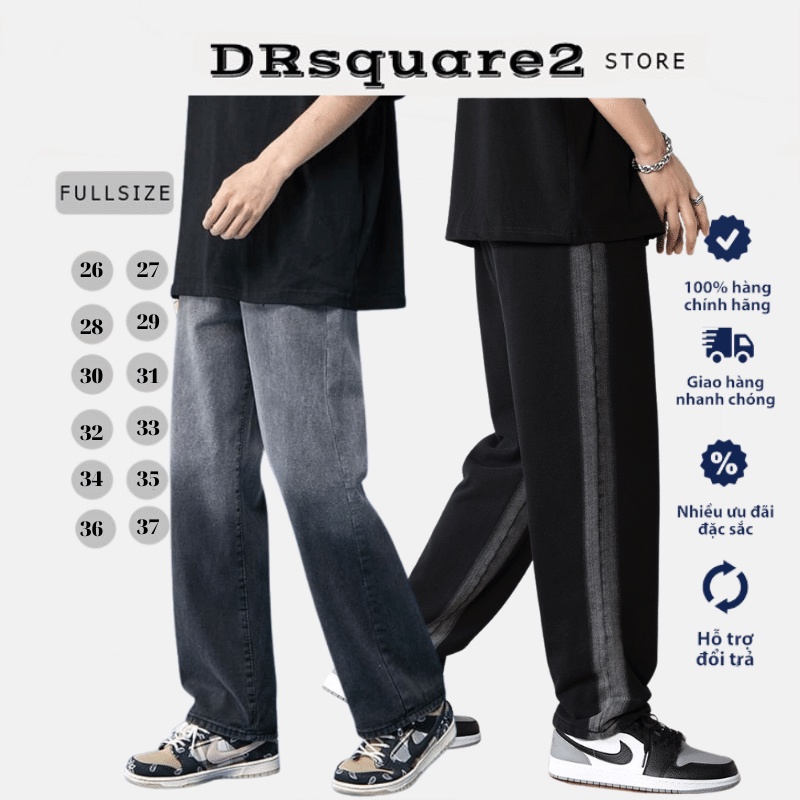 Quần jean đen wash cạnh nam baggy ống suông rộng dáng đứng vải jeans bò cao cấp hottrend 2022