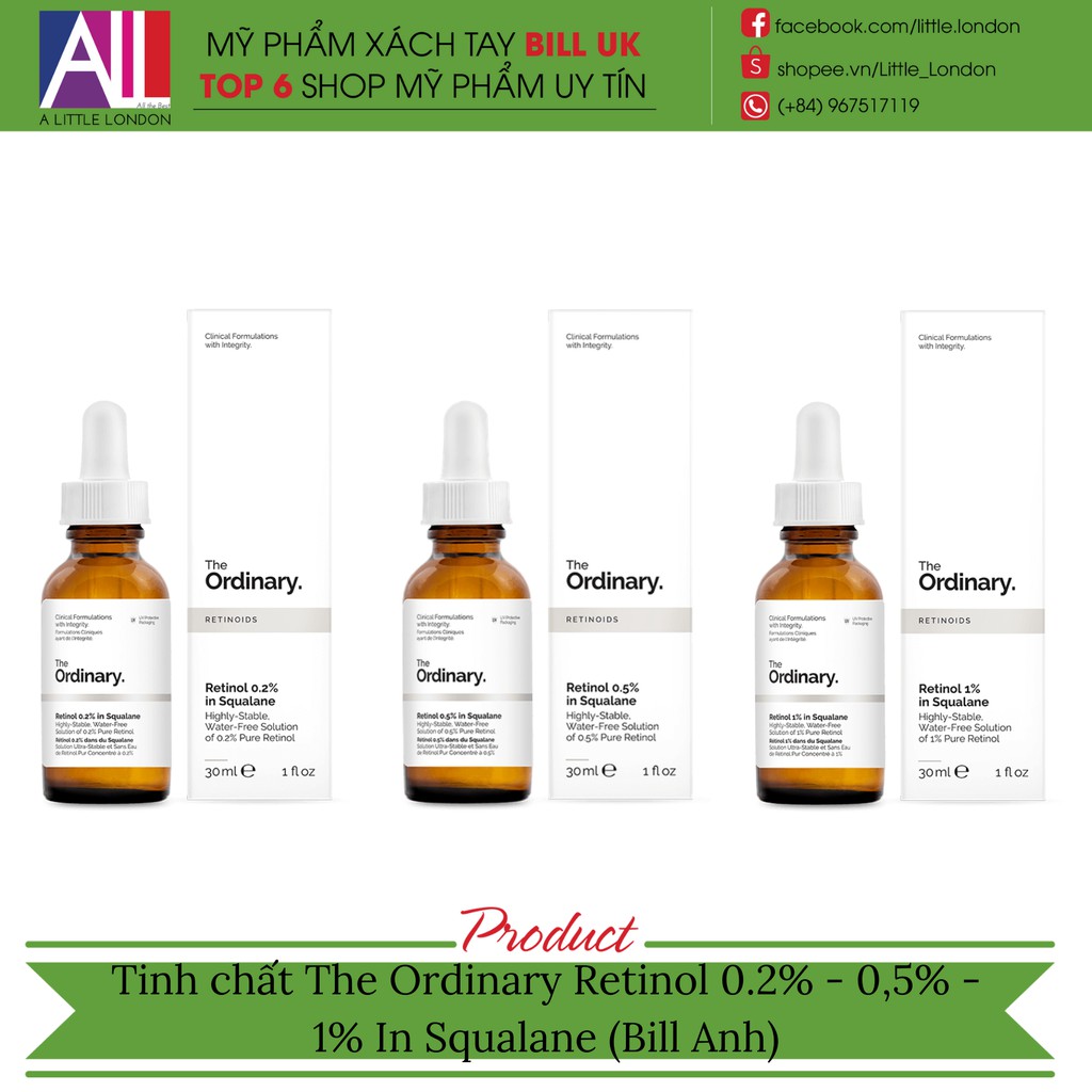 [TOP 1 SHOPEE] Tinh chất The Ordinary Retinol 0,2 % - 0,5% - 1% In Squalane 30ml (Bill Anh)