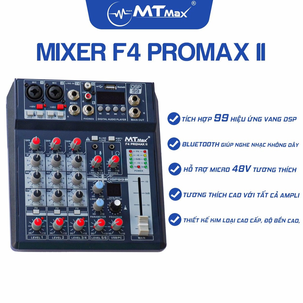 Combo thu âm karaoke livestream đỉnh cao siêu phẩm 2022 Mixer F4 Pro Max II và Micro AT100  tặng full phụ kiện bh 12 th