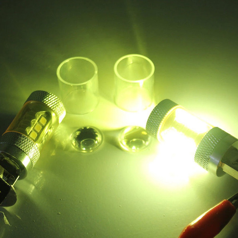 Set 2 Bóng Đèn Sương Mù 12-24V H3 80W 16 SMD LED Màu Vàng Dành Cho Xe Tải