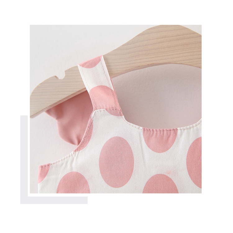 Đầm công chúa không tay họa tiết chấm bi+nón dễ thương cho bé gái