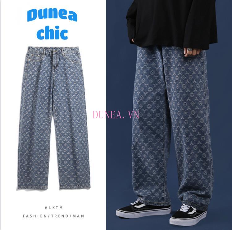 DUNEA Quần Jean Ống Rộng Phong Cách Đơn Giản Thời Trang Cho Cặp Đôi