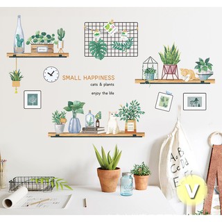 Decal dán tường Kệ gỗ trang trí nhà cửa