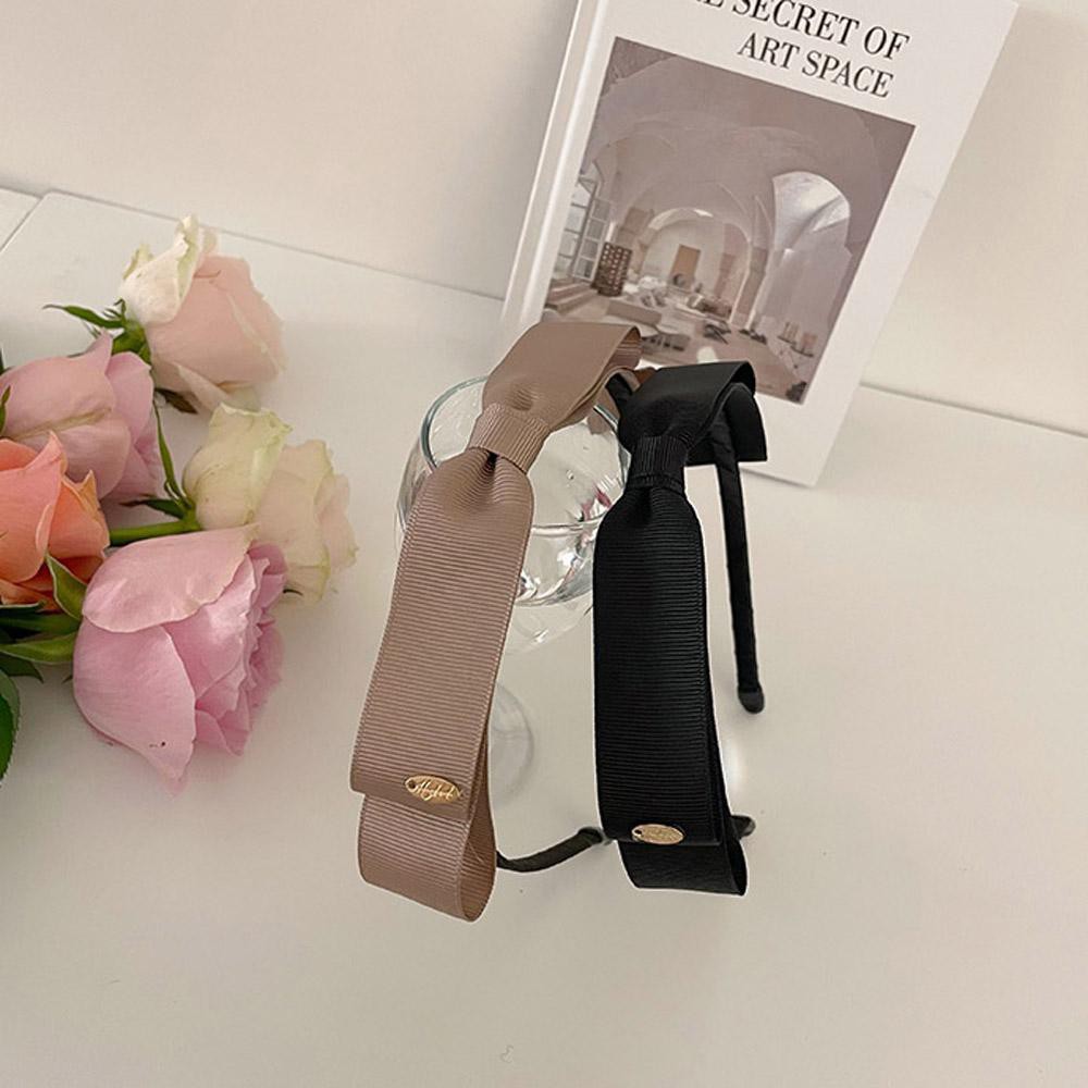 Cài tóc đính nơ màu trơn phong cách vintage thanh lịch cho nữ