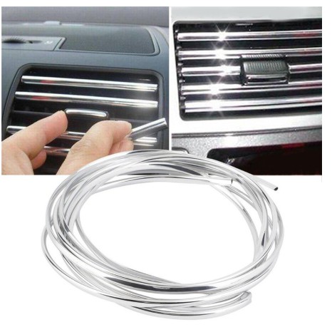 Nẹp cửa gió điều hòa viền chỉ khe máy lạnh Dây nhựa mạ crom kim loại chữ U trang trí nội thất xe hơi ô tô 1m 2m 4m 3m