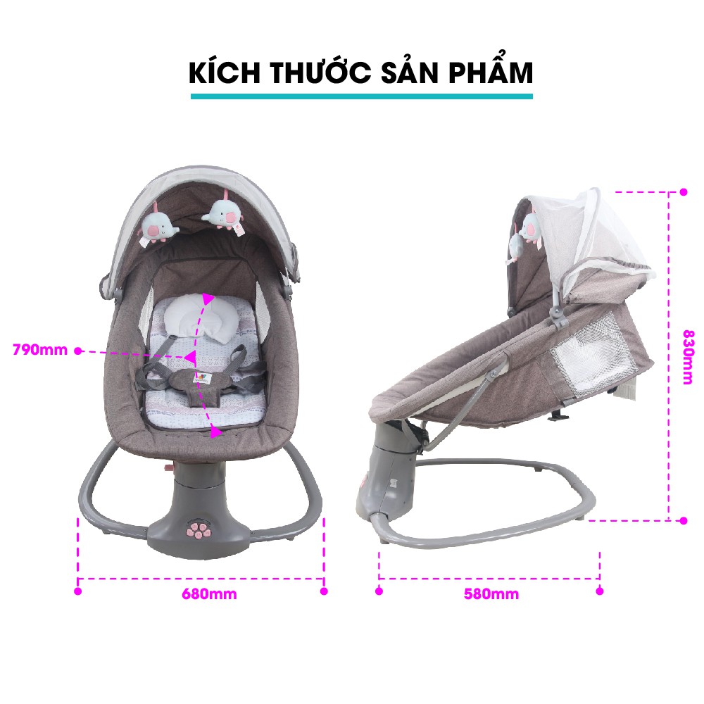 Nôi ru ngủ thư giãn kết hợp ghế ngồi đọc sách cho bé nhạc trắng Mastela 8104/8106 - điều khiển từ xa - kết hợp Bluetooth