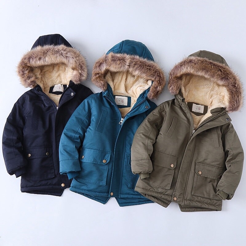 Áo parka mũ lông Quảng Châu cho bé từ 14-33kg-21A001