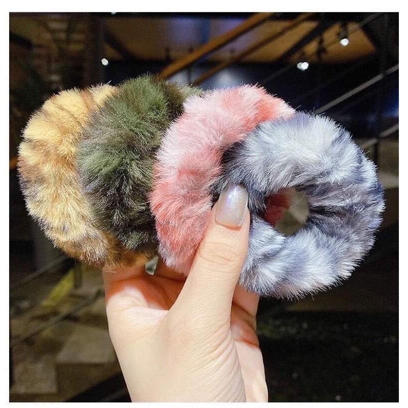 Chun buộc tóc lông vằn loang, chun cột tóc scrunchies