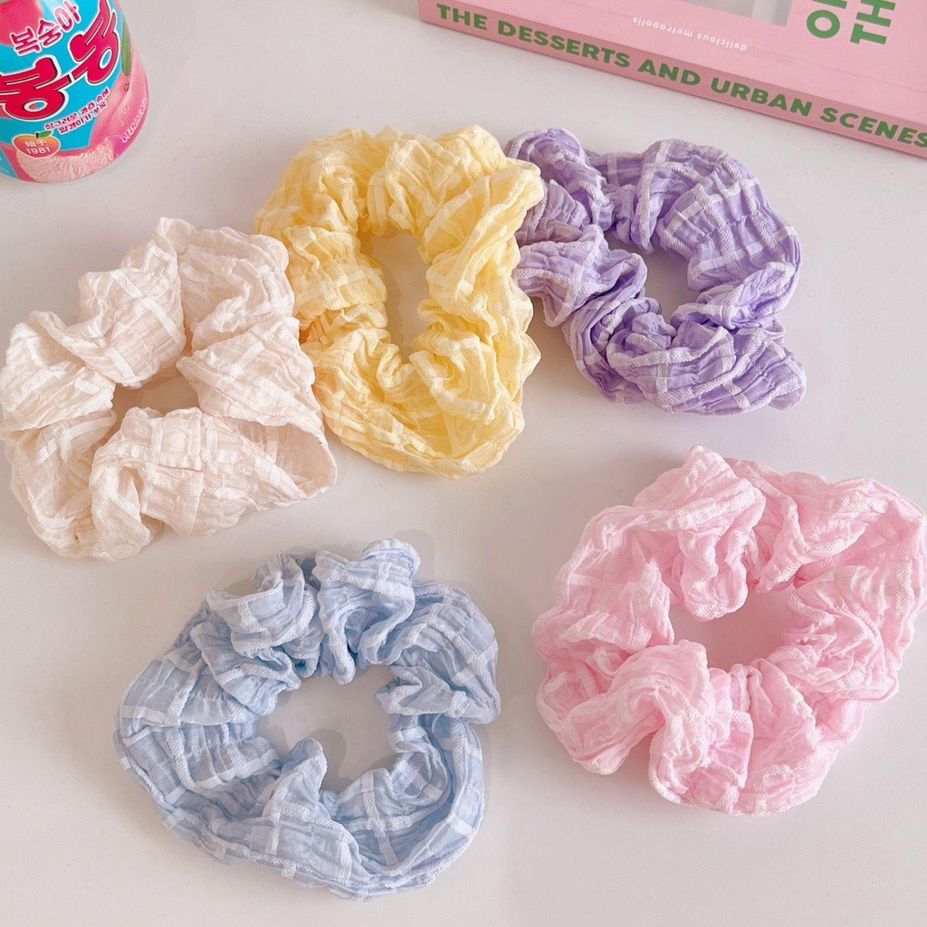 Dây Buộc Tóc Vải Lưới Màu Sắc Ngọt Ngào Phong Cách Hàn Quốc