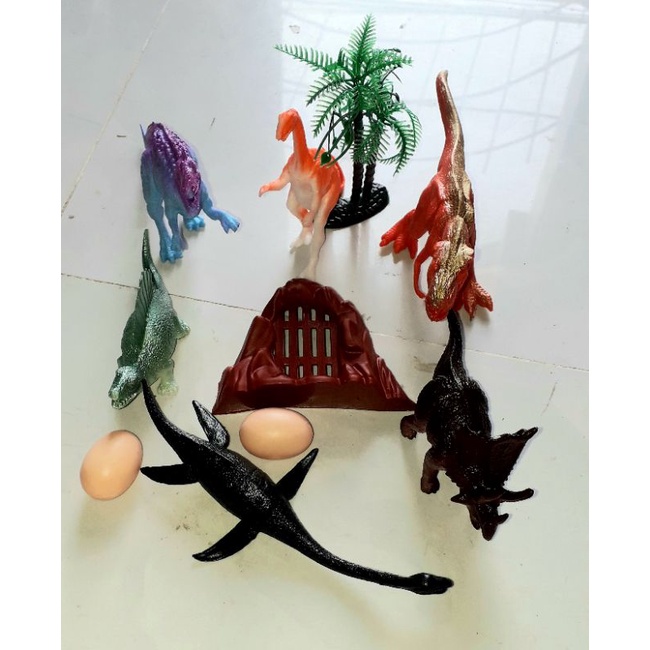 Sét 6 mô hình khu vườn 6 con khủng long loại trung bằng nhựa cứng