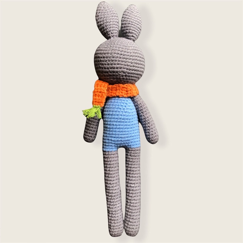 Thỏ xám bông len đan cao cấp dài 40cm🐰| Thỏ xám bông len cao cấp🧶| Thỏ bông cao cấp cho trẻ em | Đồ chơi trẻ em cao cấp🧸