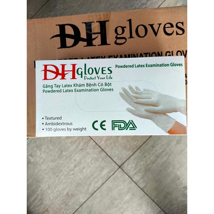 Hộp 50 đôi (100 chiếc) Găng tay cao su y tế Bee Glove Latex , có bột chính hãng Có Bột Màu Kem 6.0gr - Size S,M,L