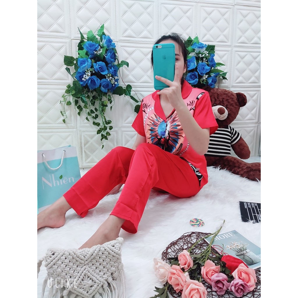 BỘ PIJAMA SATIN TAY NGẮN QUẦN DÀI CHÂN BÔNG MS20 | BigBuy360 - bigbuy360.vn