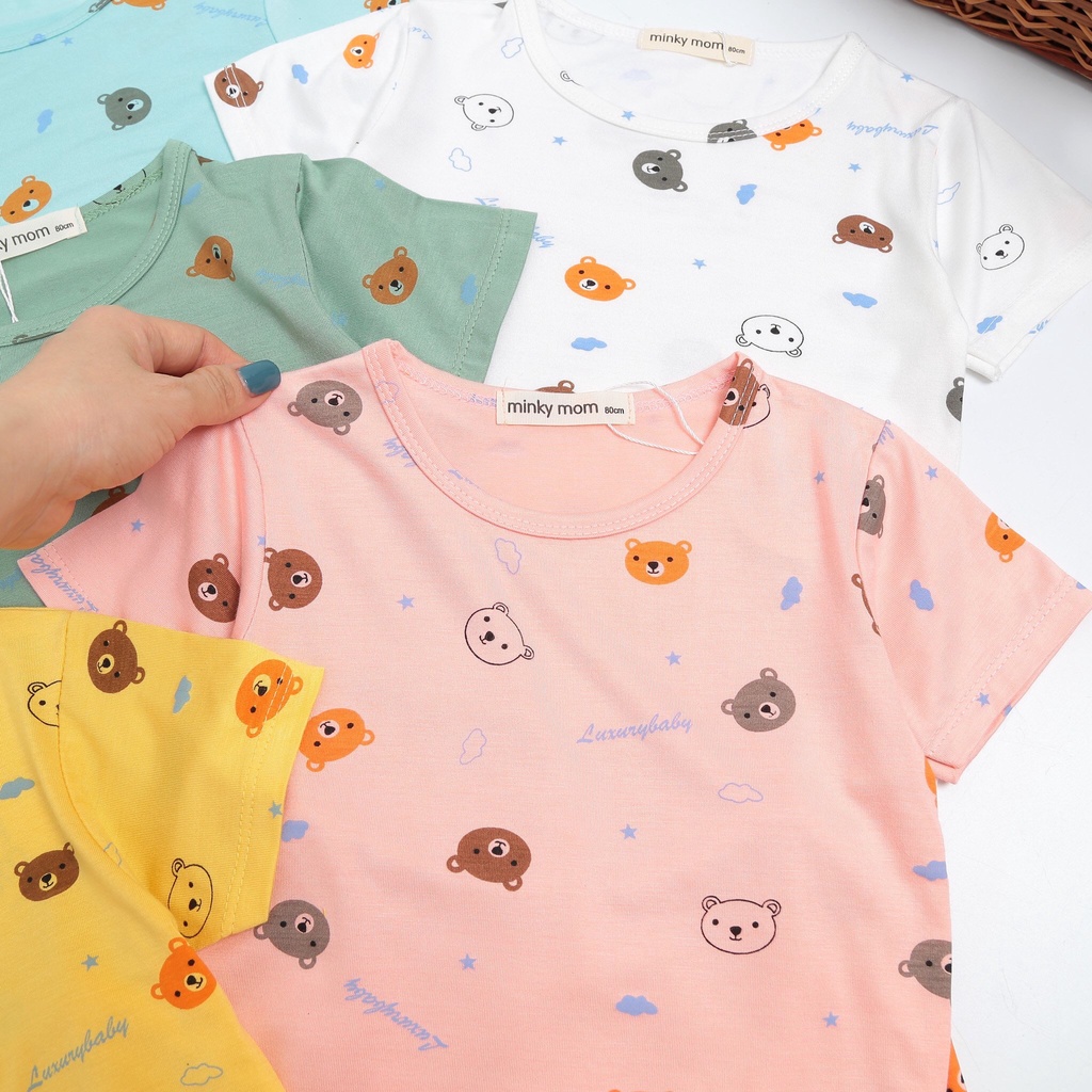 Bộ Ngắn Minky Mom In Họa Tiết Siêu Đẹp, Bé Trai-Bé Gái, 7-19KG.