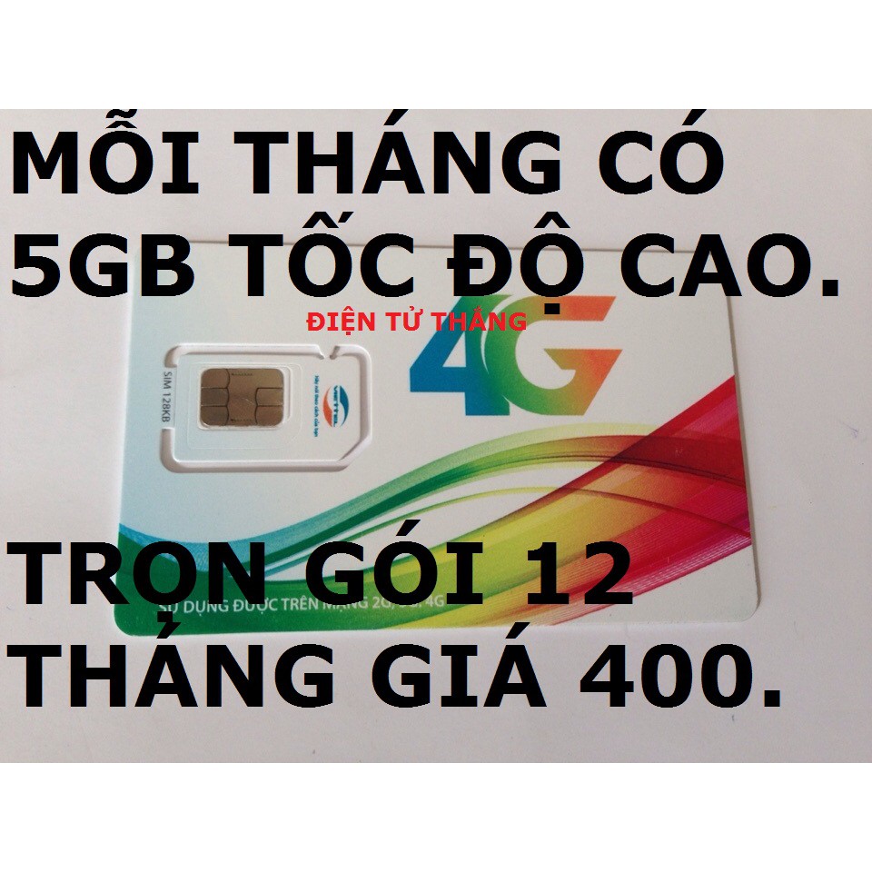 SIM 4G VIETTEL 1 NĂM  MIỄN PHÍ