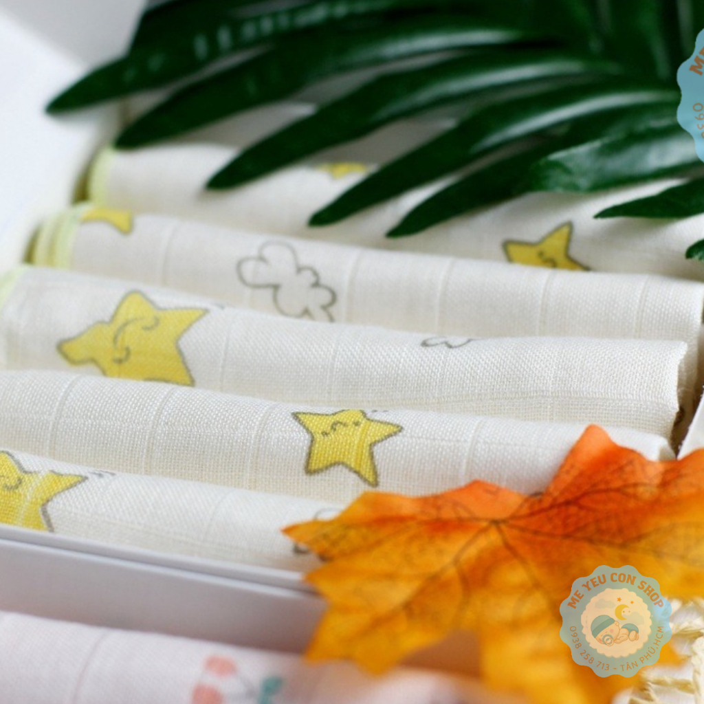 [1 cái] Khăn sữa sợi tre 4 lớp cao cấp cho bé - Hiệu Cún Con (katydang)