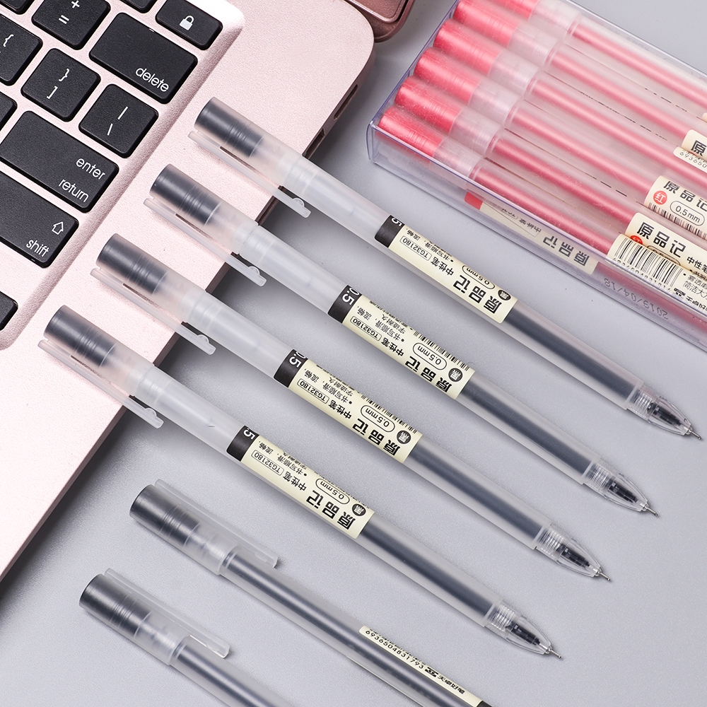 Muji Bút Bi Mực Đen Đỏ Trong Suốt
