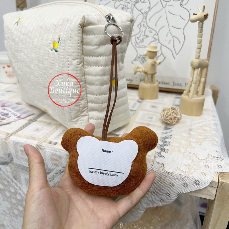 Name Tag Gấu Treo Cặp Cho Bé / Móc Treo Túi Đi Học Cho Bé