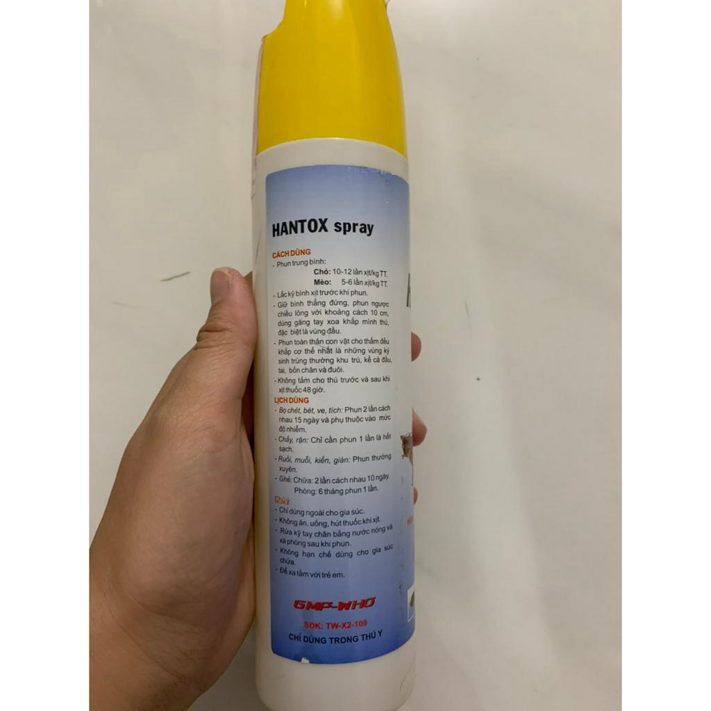 Chai xịt Hantox Spray diệt bọ chét ve chấy rận ghẻ chó mèo