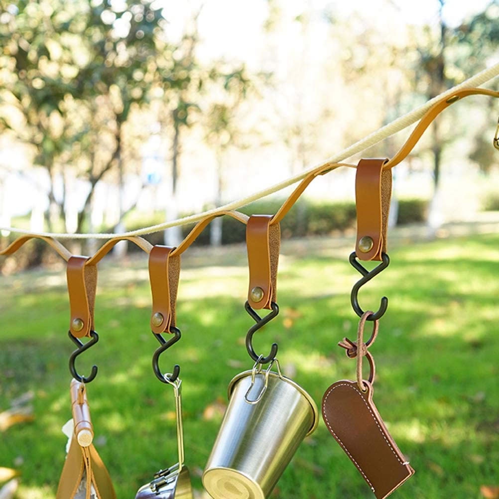 Móc Treo Chìa Khóa Hình Chữ S Bằng Da PU Tiện Dụng Khi Đi Cắm Trại