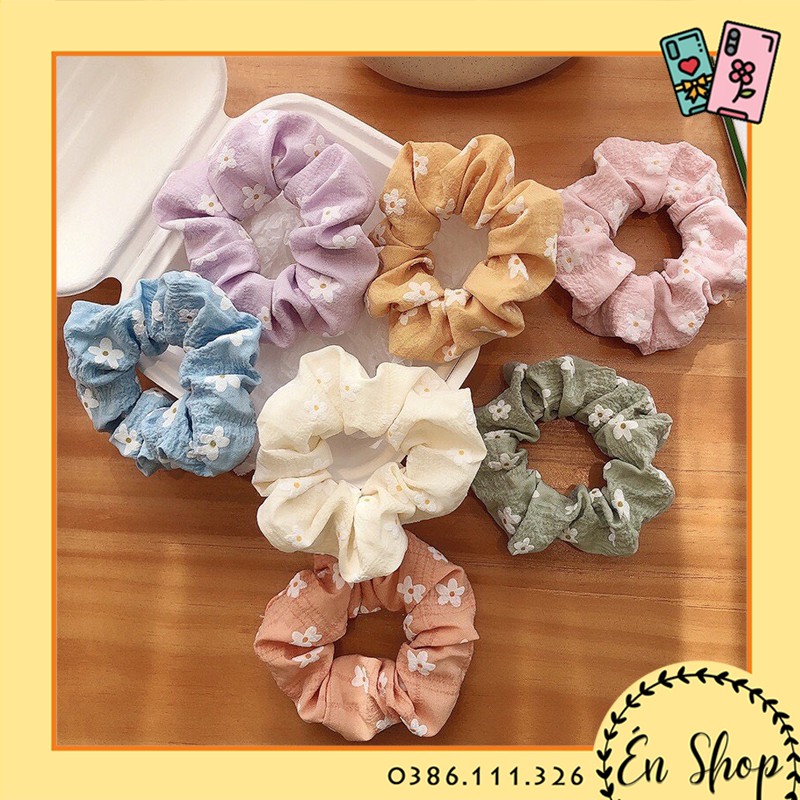 Dây buộc tóc vải scrunchies hoạ tiết cực xinh