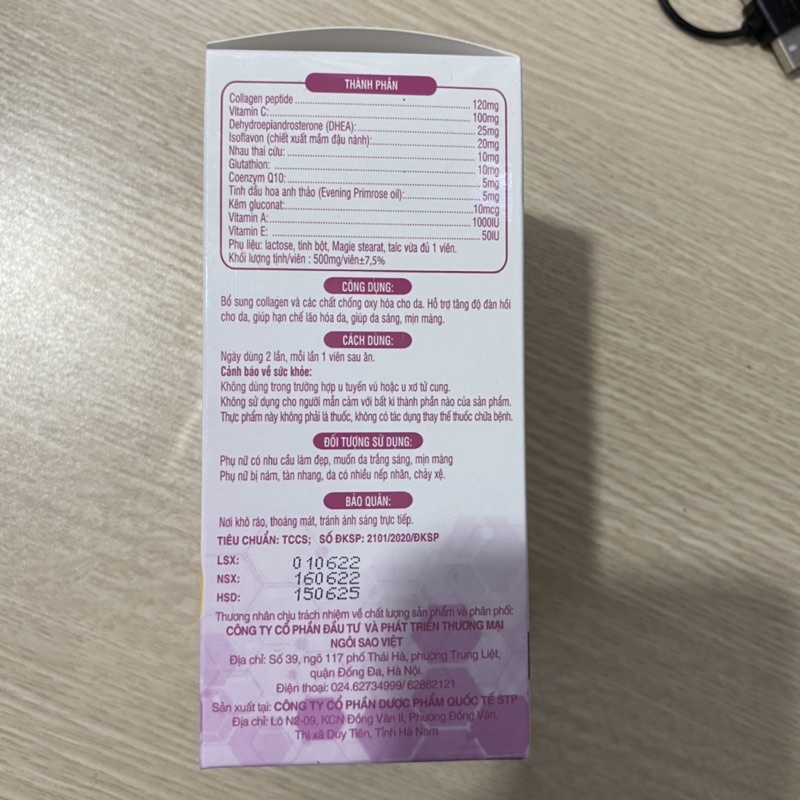 Viên uống trắng da COLLAGEN +C GOLD - Hỗ trợ chống lão hóa ,mờ nám ,tàn nhang