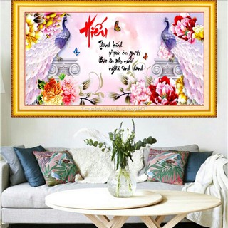 Tranh thêu chữ thập Chữ Hiếu LV3205 (79x43) chưa thêu