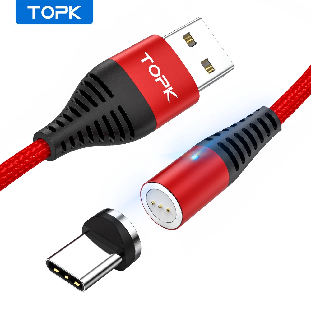 Dây Cáp TOPK AM08 5A Đầu Nam Châm Truyền Dữ Liệu Sạc Nhanh Có Thể Thu Vào Cổng Micro USB Type C Iphone