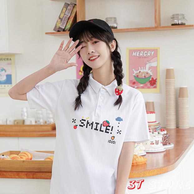 [Video + Ảnh Thật] Áo Polo Nữ Smile Freezie Form Rộng, Cotton Thấm Hút Mồ Hôi | BigBuy360 - bigbuy360.vn