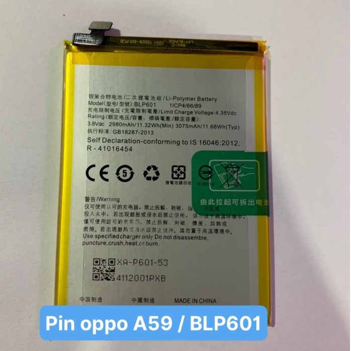 Pin chính hãng oppo F1S, A59, A1601 BLP601. 3075 mAh / Có bảo hành