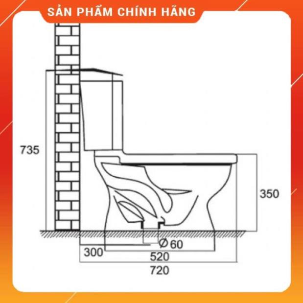 (SALE) Bồn Cầu Viglacera VI77 2 Khối Nắp Thường Kèm Lavabo VTL2- hàng chính hãng