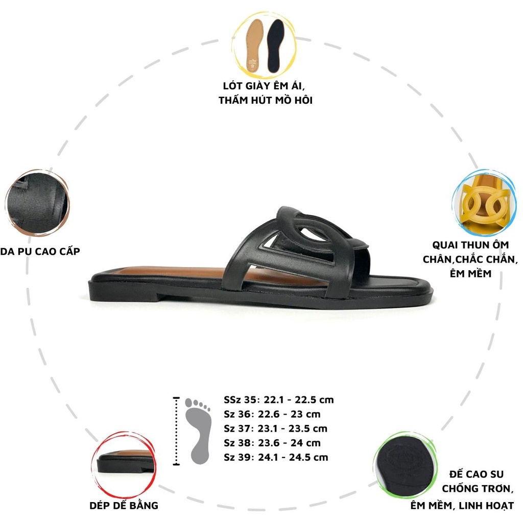 Dép nữ quai kiểu khắc lazer HADU GD82 lót da êm mềm đế cao su