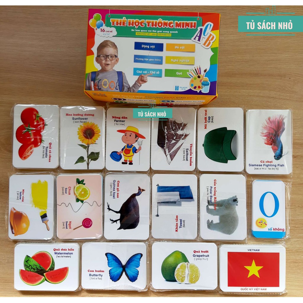 Bộ Thẻ Học Thông Minh (Flash card) 16 Chủ Đề (416 Thẻ) - Kích thích phát triển não bộ cho trẻ theo phương pháp giáo dục