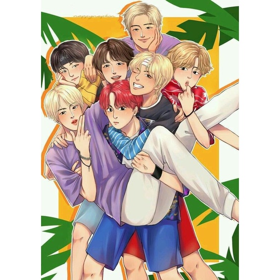 Tranh đính đá 5D họa tiết bts độc đáo kích thước 30x40cm tự làm dùng trang trí