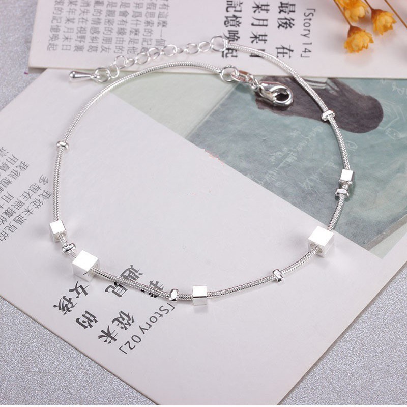 Lắc chân mẫu mới LC16, hình khối vuông , xinh xắn S925 sale giá rẻ | BigBuy360 - bigbuy360.vn