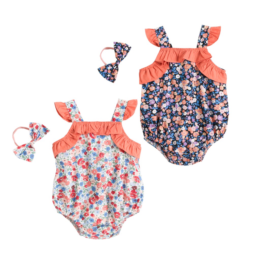 Áo liền quần Sanlutoz họa tiết hoa phong cách công chúa thời trang mùa hè cho bé gái