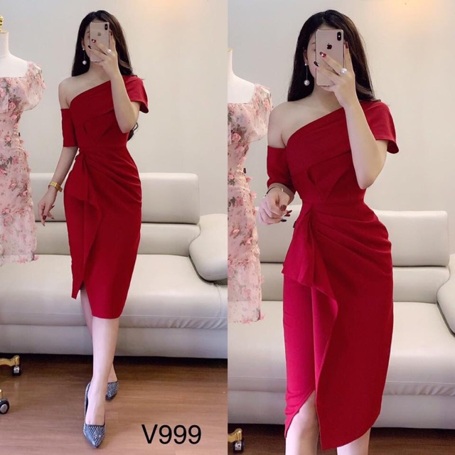 Đầm body lệch vai v999