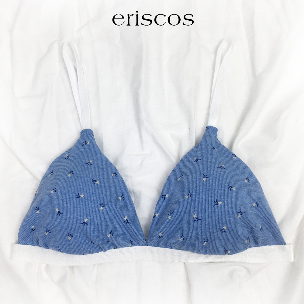 Áo lót cotton nữ không gọng tặng kèm mút cotton gân co giãn thấm hút tốt _ eriscos