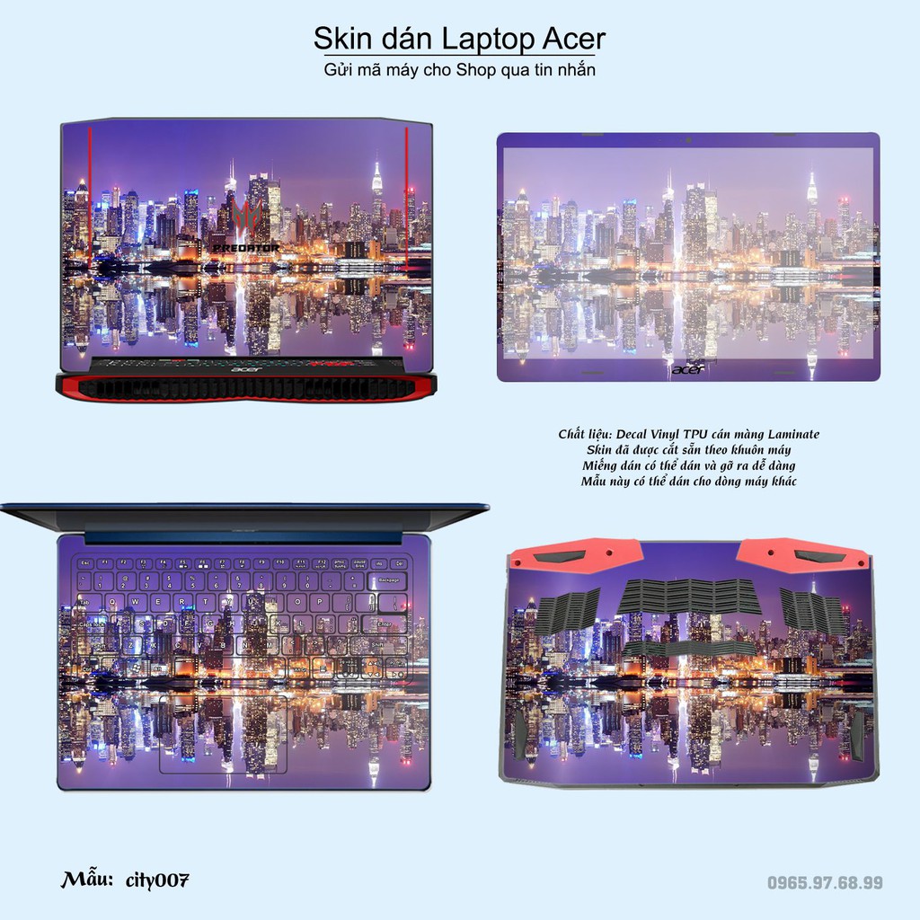 Skin dán Laptop Acer in hình thành phố _nhiều mẫu 2 (inbox mã máy cho Shop)