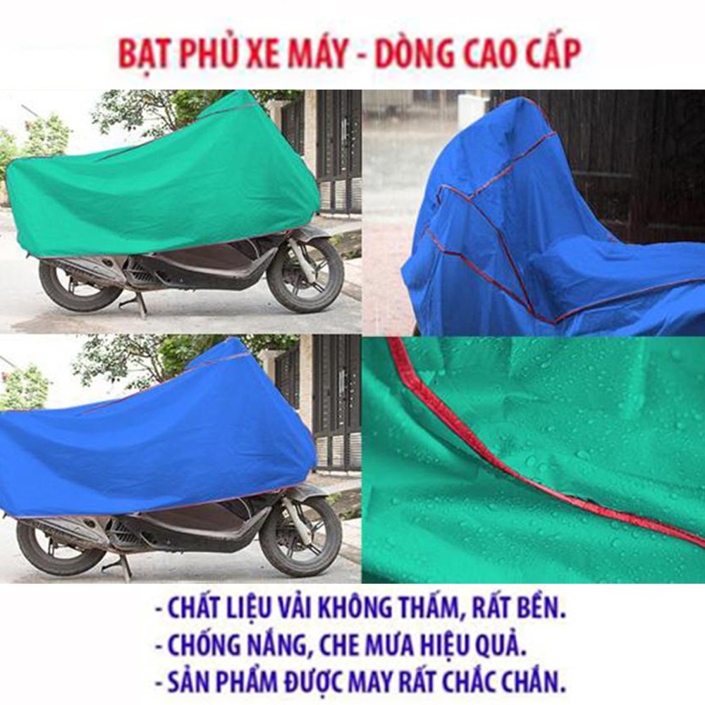 Bạt Phủ Xe Máy Chống Nắng Mưa Cao Cấp, Bạt Phủ Xe Máy Bằng Vải Dù Pha Nilon Chống Thấm Tuyệt Đối, Trùm Cả Xe