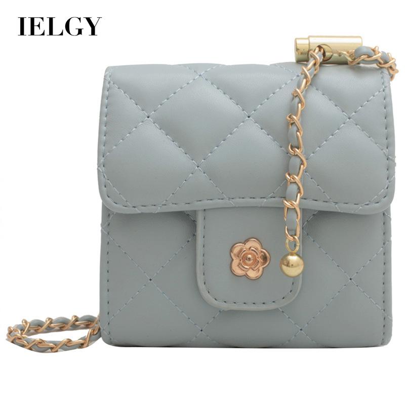 Túi đeo vai IELGY dáng hộp vuông họa tiết hình thoi phối dây xích thời trang cho nữ