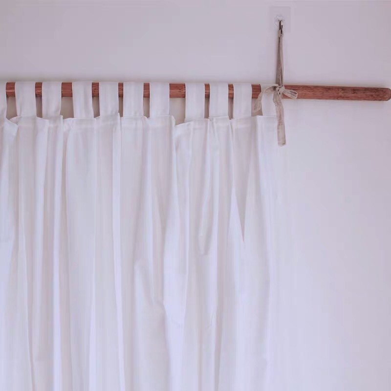 Rèm linen trắng dạng xỏ dây phong cách vintage chống nắng cao cấp, màn vải treo tường trang trí decor phòng ngủ