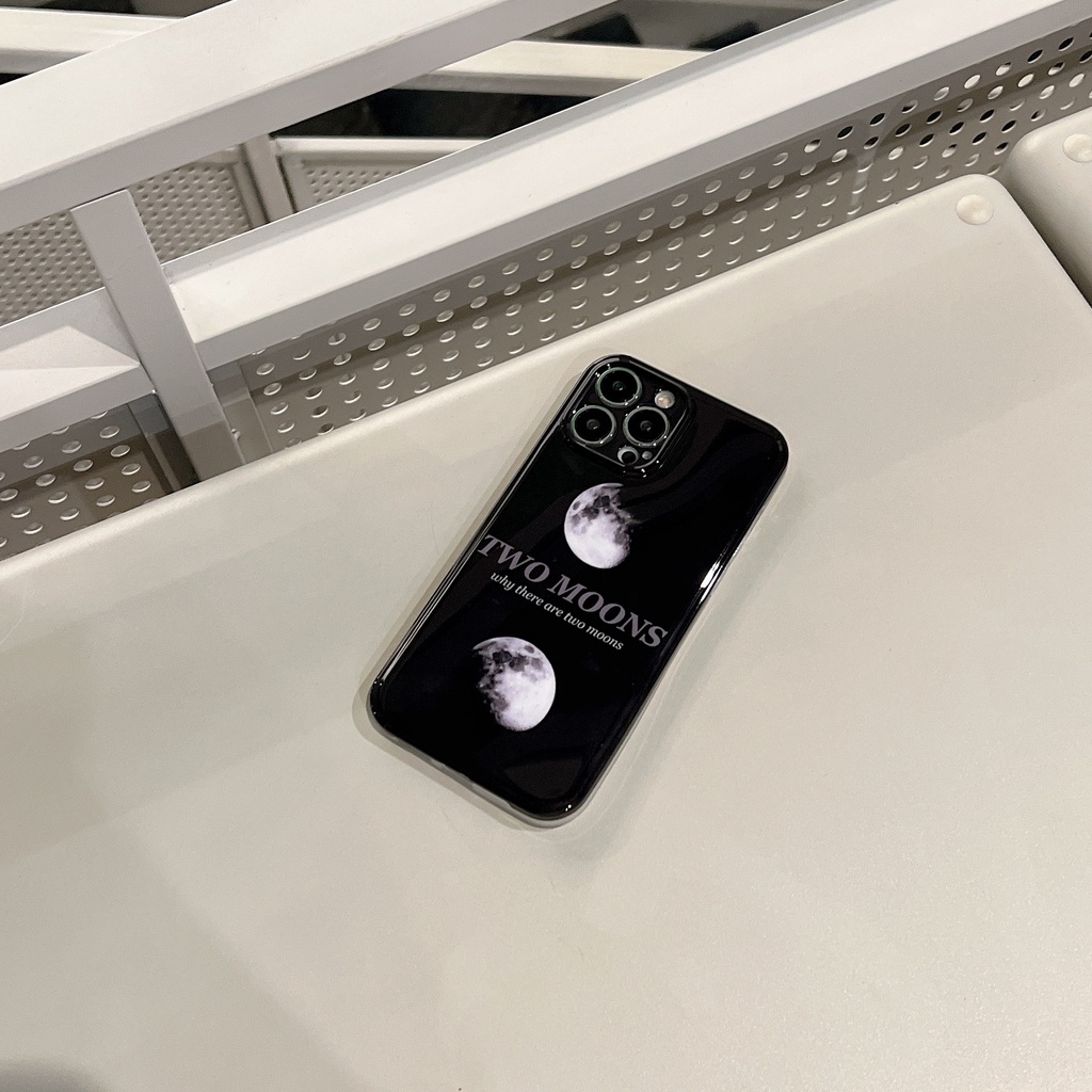 Ốp Điện Thoại tpu Dẻo Họa Tiết Mặt Trăng Đen Độc Đáo Chống Sốc Cho iphone 11 12 13Pro Max XS Max X XS XR